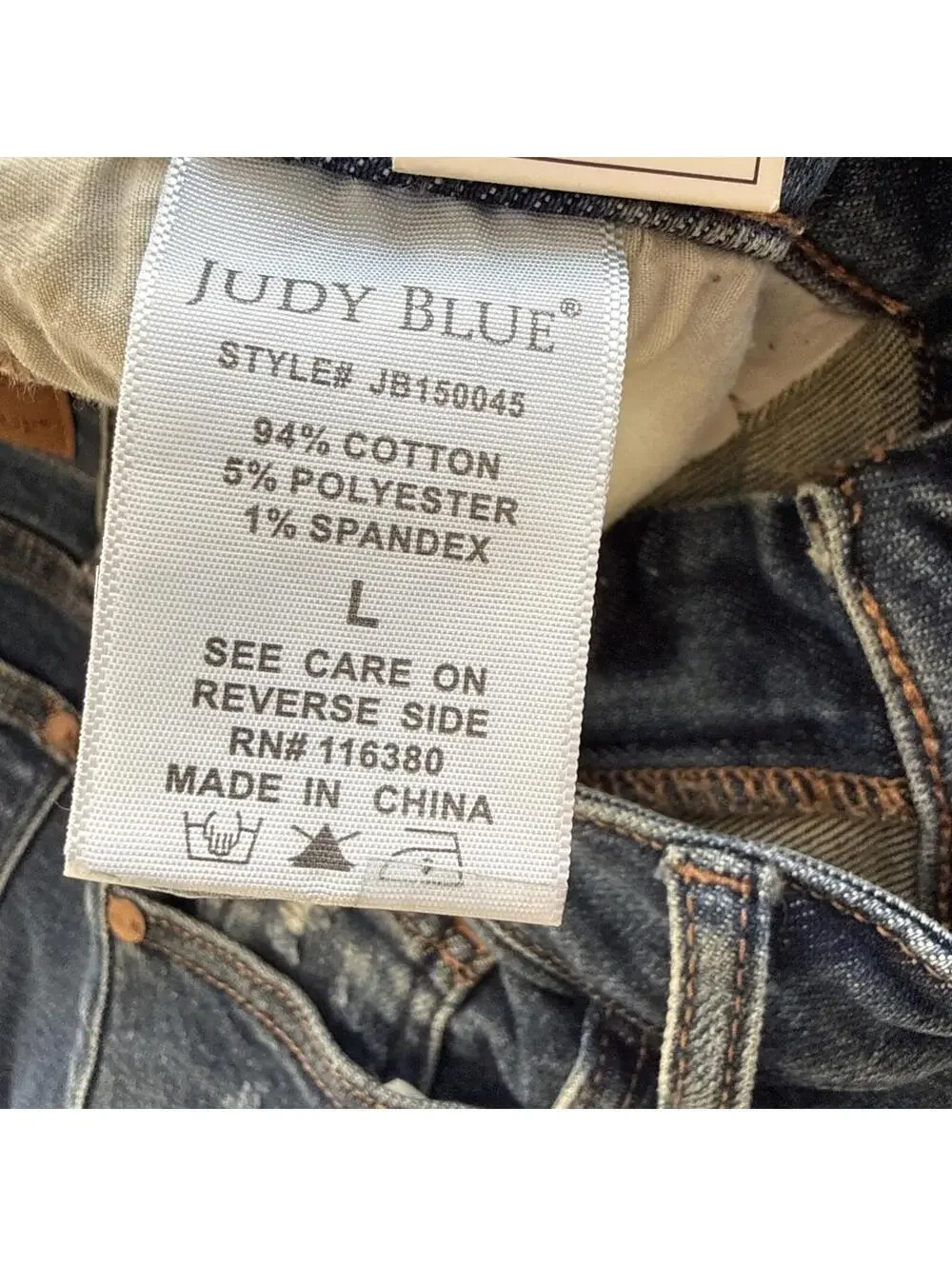 Judy Blue JB150045 Distressed High Waist Dark Blue Denim Jean Cutoff Shorts L - Picture 4 of 8